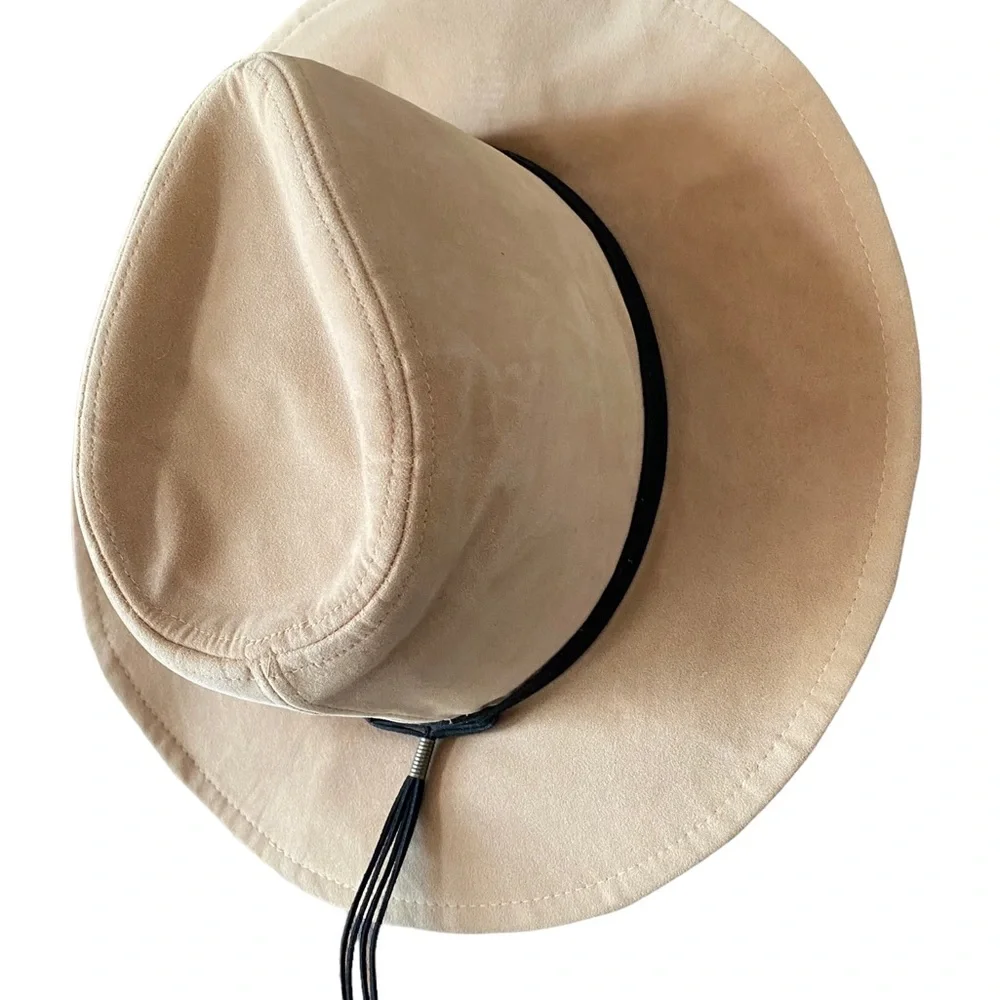 Bohemian Camel Color Fedora Hat Swayed Leather Strap